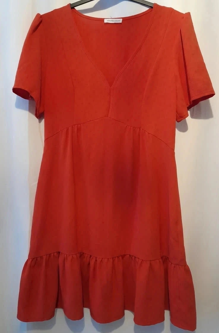 Robe d'été féminine et fluide, de couleur rouge vif, taille 38